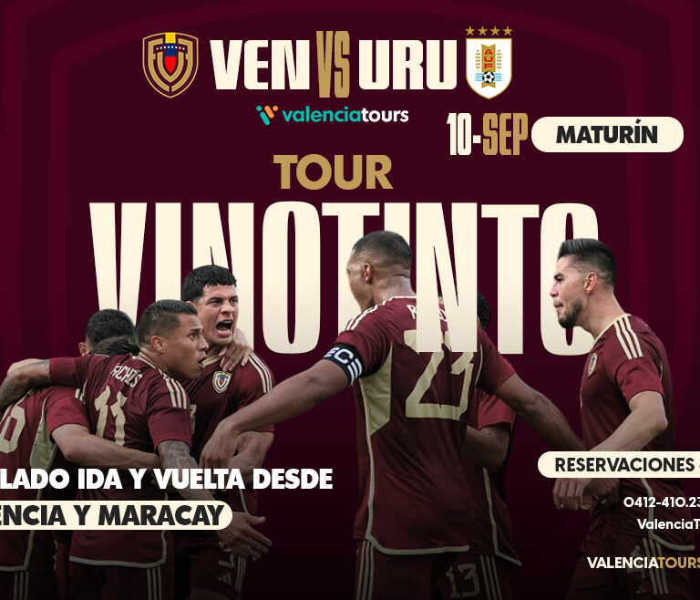 Tour Vinotinto | Venezuela vs Uruguay, desde Valencia y Maracay, Traslado ida y vuelta, 10 de septiembre, entrada incluida.