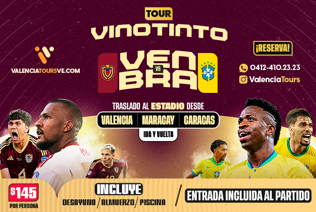 Tour Vinotinto Venezuela vs Brasil 14 Noviembre, Traslado, Paquete Full Day, Entradas, Venta, Valencia, Maracay, Caracas, Viaje